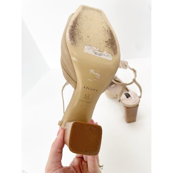 Escada platform nude sandal with gold details vintage 90s Y2K - Picture 13 of 13
